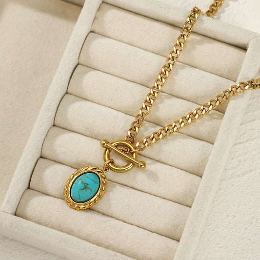 Women's Stainless Steel Turquoise All-match Necklace