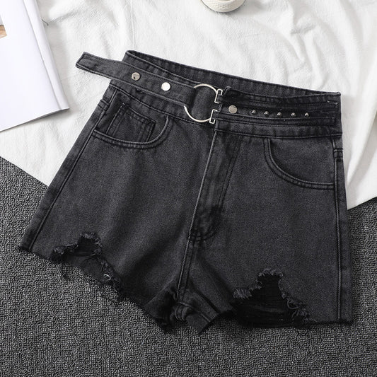 Women's Loose Denim Shorts With Ripped Holes