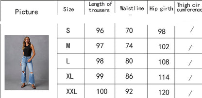 European And American Water Washed Hole High Waist Trousers Wide Leg Pants Jeans