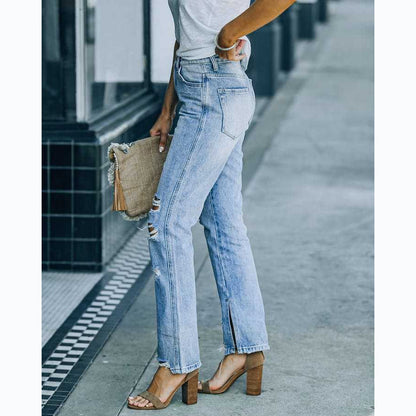 Spring And Summer Leisure Fashion Street Washed Jeans
