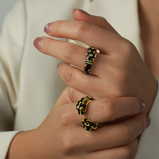 Women's Fashion Colored Glaze Cheetah Ring