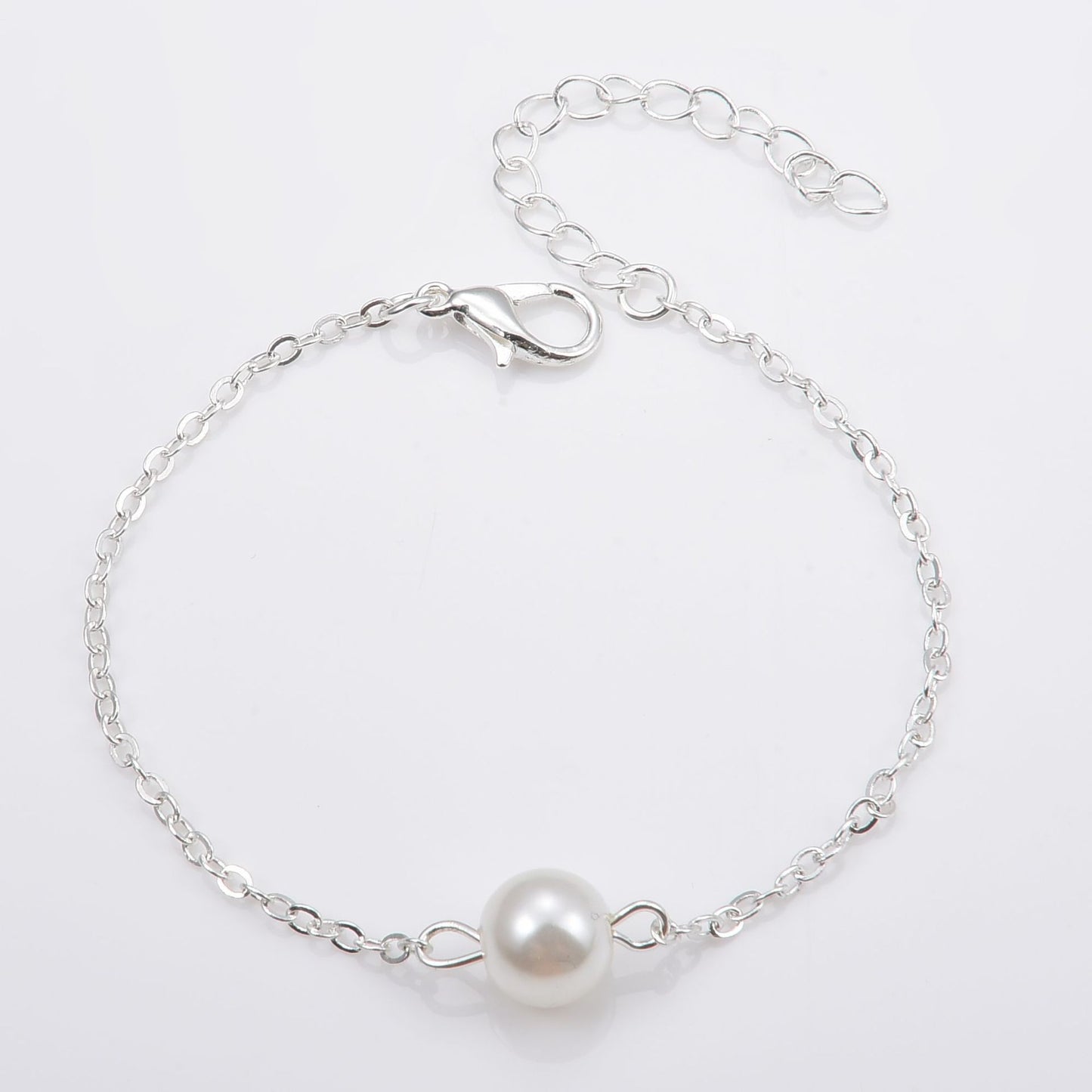Simple Fashion Single Faux Pearl Chain Bracelet