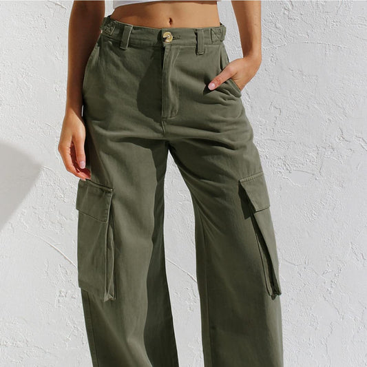 Women's Multi-pocket Workwear Loose Casual Denim Trousers