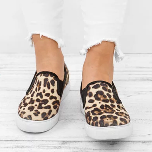 Leopard loafers canvas shoes