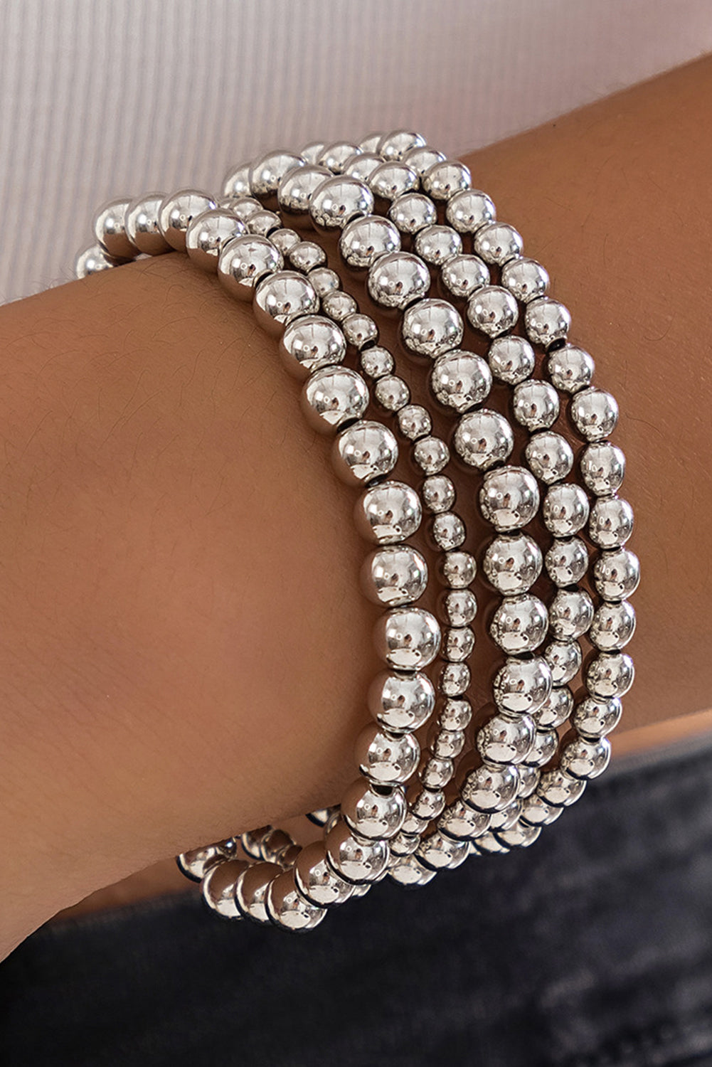 White Multi Layered Pearl Beaded Bracelet