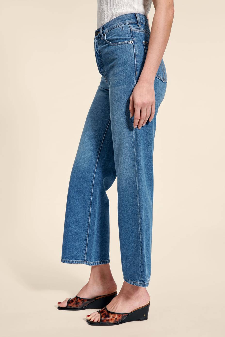 Spring New Versatile Loose High Waist Straight Retro Women's Jeans
