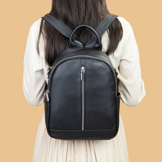 Leather Backpack Women's Large Capacity One-shoulder Versatile Schoolbag Computer