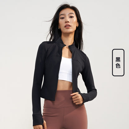 Fleece-lined Thickening Stand Collar Yoga Jacket Outdoor Running