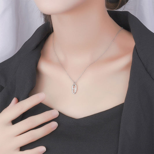 S925 Silver Fashion All-match Cute Pig Nose Necklace For Women