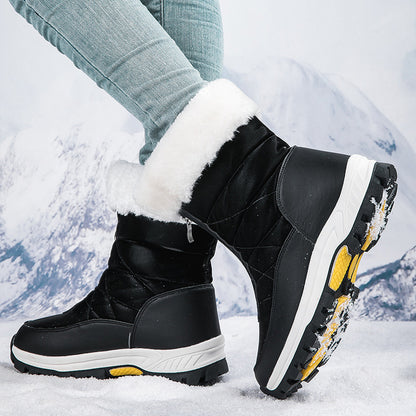 Women's Snow Boots Lightweight Platform Zipper Ankle Boots Winter Keep Warm Plush Shoes Outdoor Thickened High-top Plus Velvet Shoes