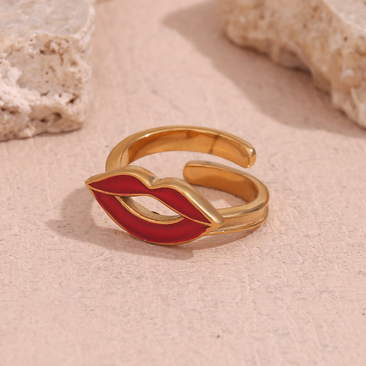 18K Gold Lip Dripping Ring For Women