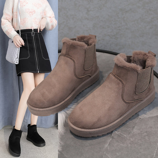 Fleece-lined Plus Size Short Boots Cotton Shoes Women's Cotton Snow Boots