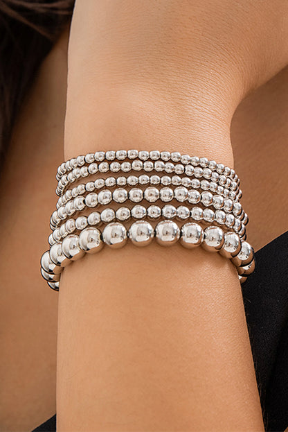 White Multi Layered Pearl Beaded Bracelet