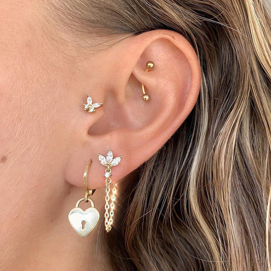 Artificial Gem Women's Ins Style Ear Chain Earrings