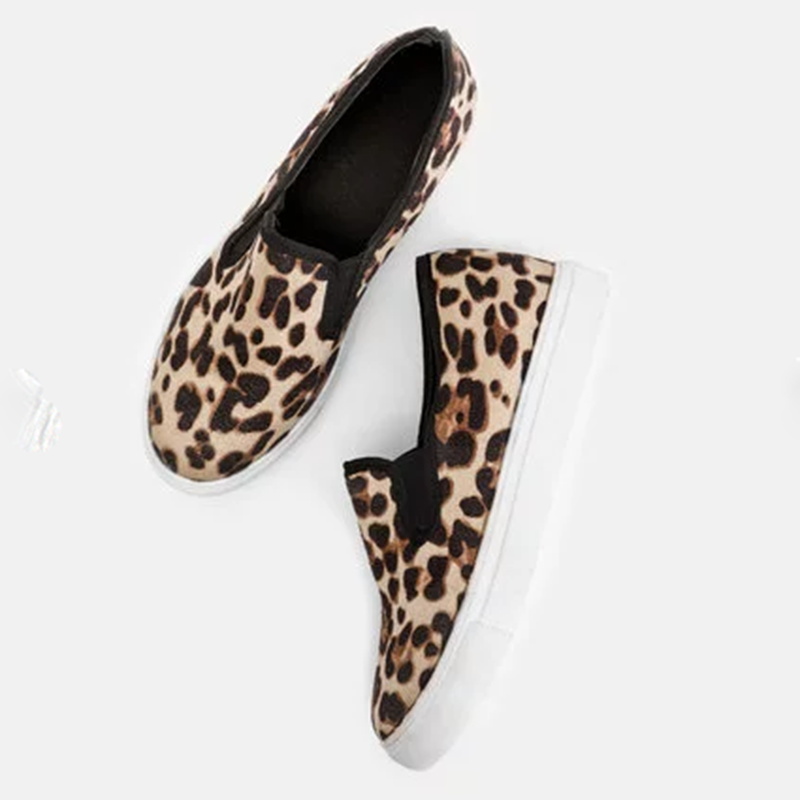 Leopard loafers canvas shoes