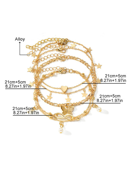 Gold Pearl Butterfly Multi Layer Pendant Bracelets