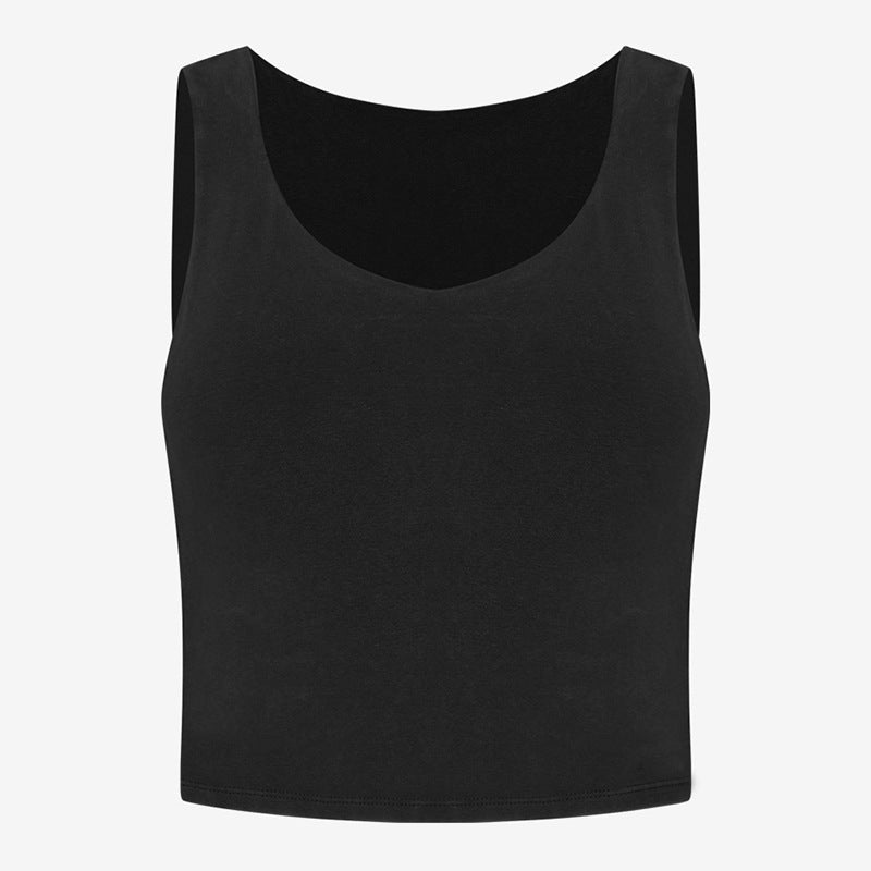 New Summer Yoga Vest Sleeveless Sports Workout Clothes With Chest Pad V-neck Slimming Simple