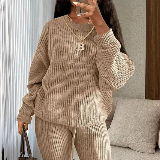 Women's Fashionable Knitted Wool Trousers Suit