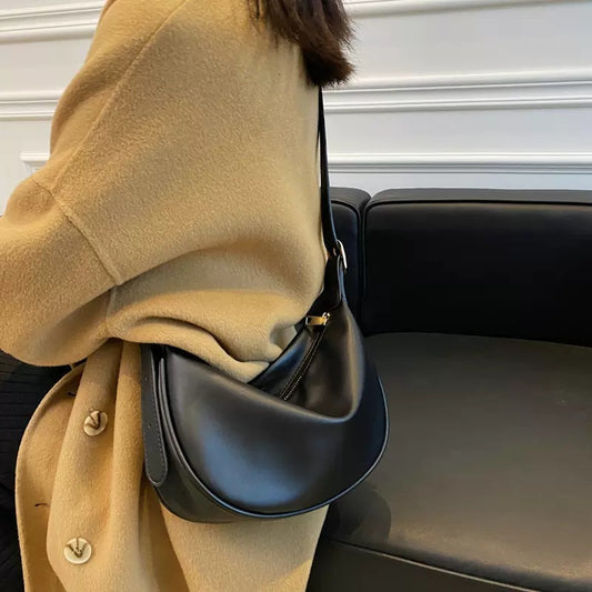 Women's Bag Casual Black One Shoulder Crossbody Bag Versatile Dumpling Bag