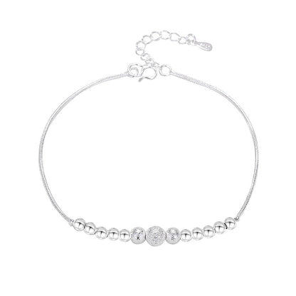Women's Round Beads Frosted Silver-plated Bracelet