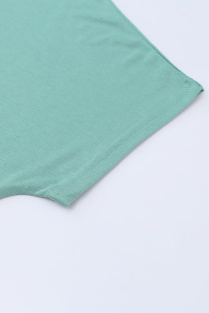 Green Plain Pocket Loose Tunic Long T-Shirt