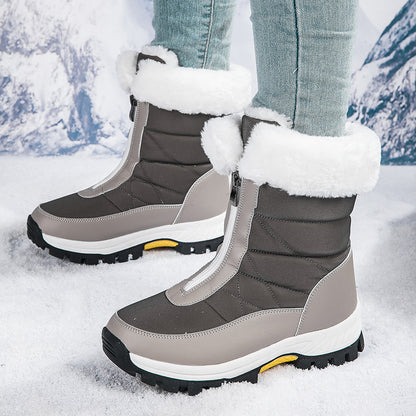 Women's Snow Boots Lightweight Platform Zipper Ankle Boots Winter Keep Warm Plush Shoes Outdoor Thickened High-top Plus Velvet Shoes