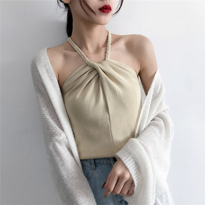 Off-the-shoulder Knitted Camisole Women's New Sexy Outer Wear