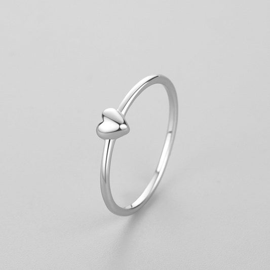 925 Sterling Silver Plain Simple Heart-shaped Ring For Women