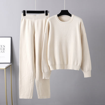 Ladies Fashion New Loose Casual Sweater Two-Piece Set