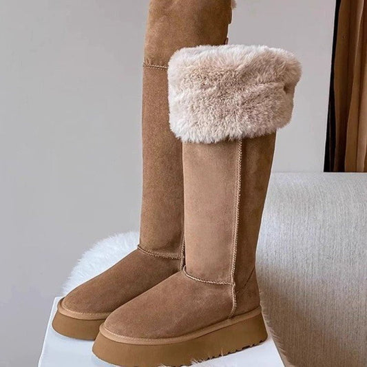 Women's Long Snow Winter Fleece-lined Thickened New Platform Cotton Shoes Below The Knee Long Boots