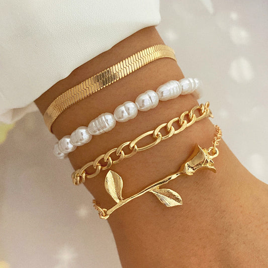 Fashion Pearl Metal Gold Bracelet