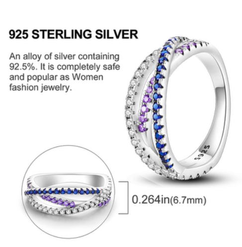 925 Sterling Silver Ring Blue Zircon
