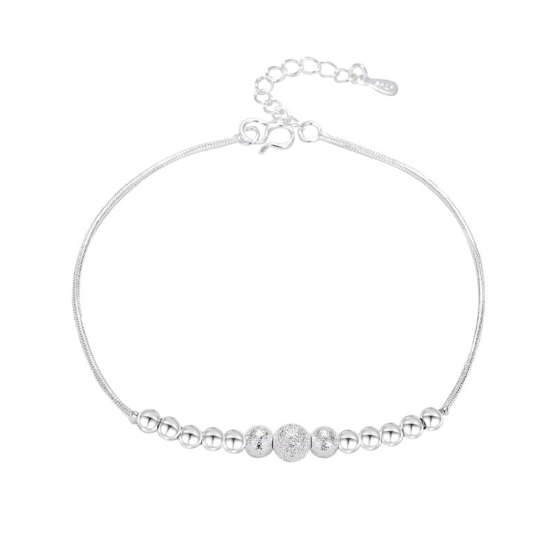 Women's Round Beads Frosted Silver-plated Bracelet