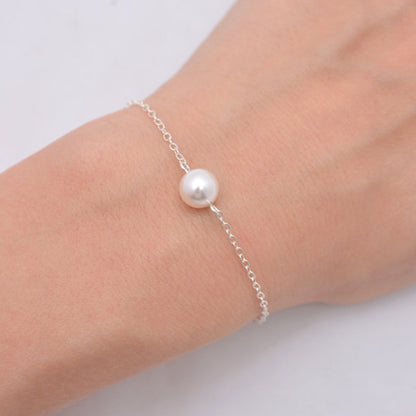 Simple Fashion Single Faux Pearl Chain Bracelet