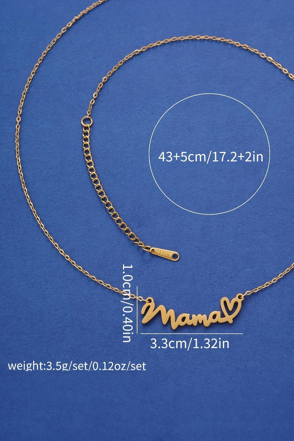 Gold Mama Letter Heart Pattern Necklace