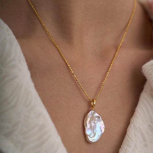Natural Baroque Petal Pearl Pendant Necklace