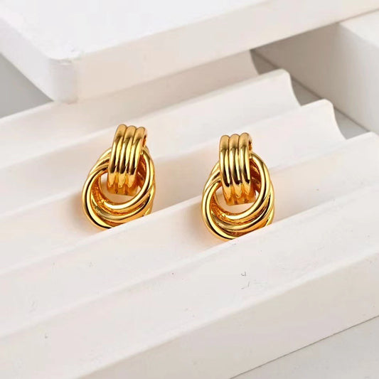 Simple Spiral Bends And Hitches Stud Earrings All-match Earrings